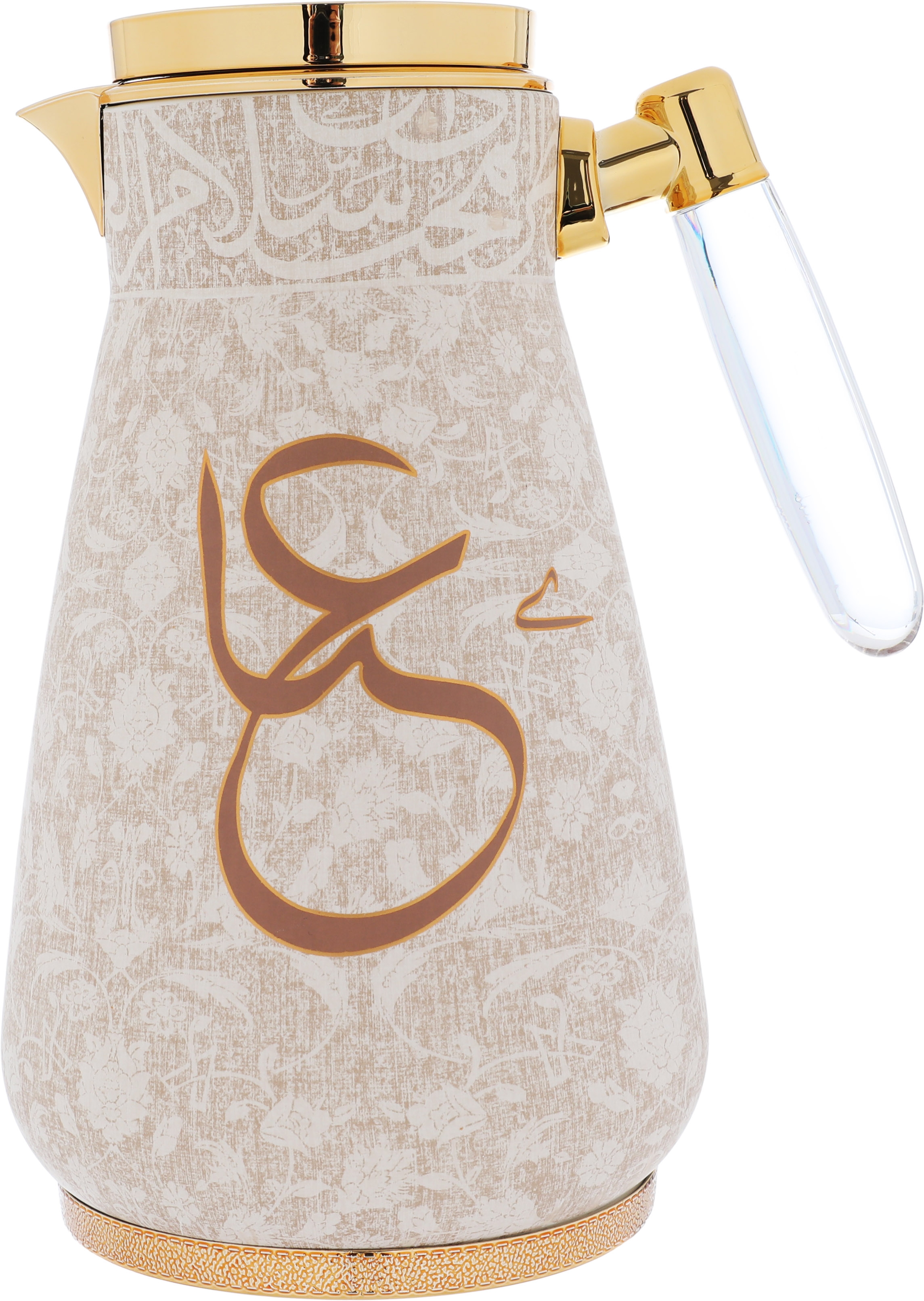Al Saif Gallery Alia thermos set, 0.75/1 liter, two pieces, thermal glass inner shell, steel outer shell - beige with gold product image 5
