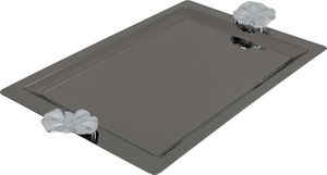 Al Saif Gallery stainless steel serving tray, 43x28x2 cm, rectangular, silver handle - black silver product image 2
