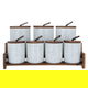 طقم علب بهارات رخام السيف غاليري، 7 قطع، غطاء، ستاند خشبي - أبيض product image 1