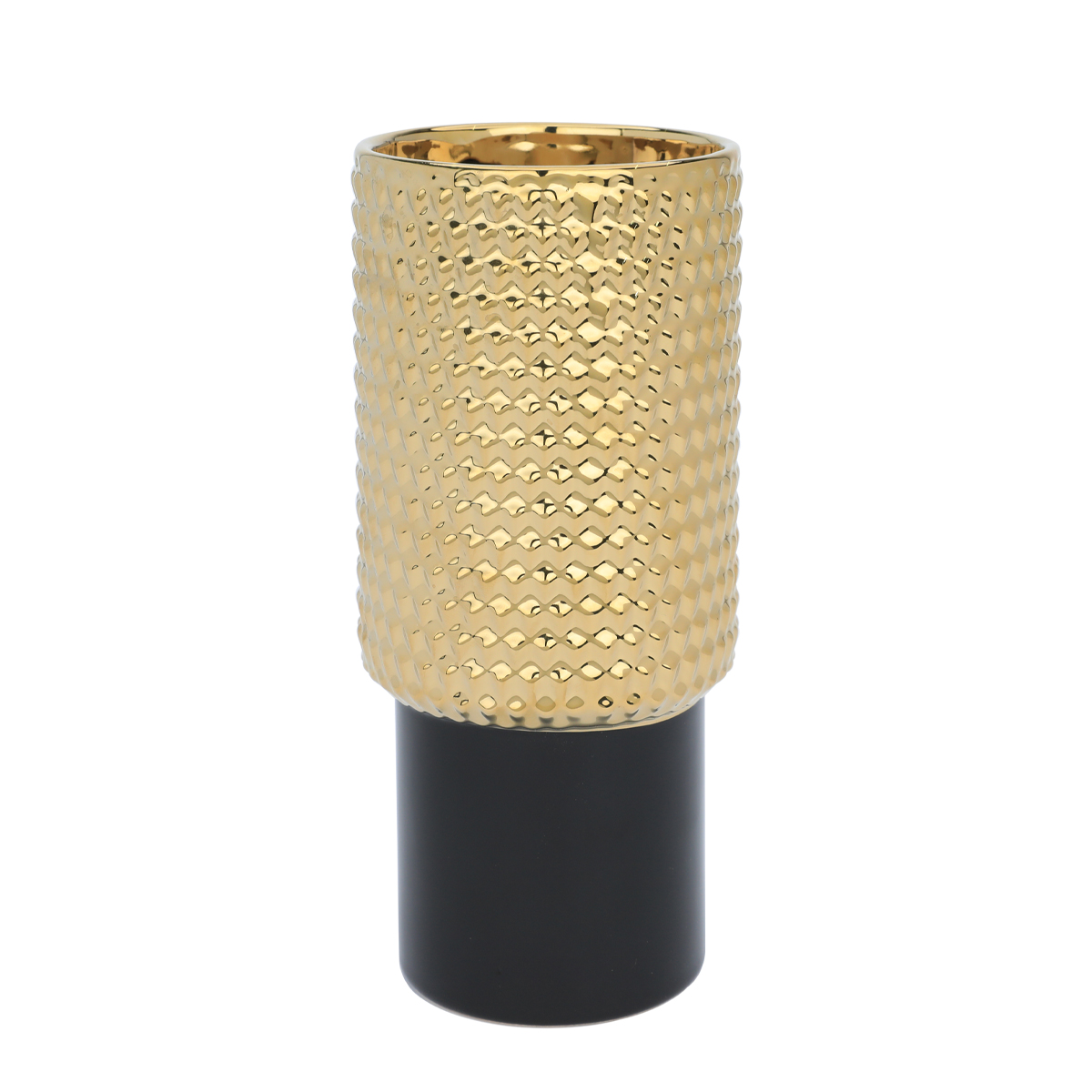 Rwad Alailah Porcelain Decorative Vase, 11 x 11 x 24 cm, Round - Black Gold product image 2