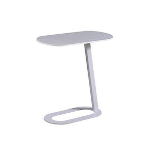 Modern ceramic and steel side table, 60 x 30 x 60 cm - light gray product image 2