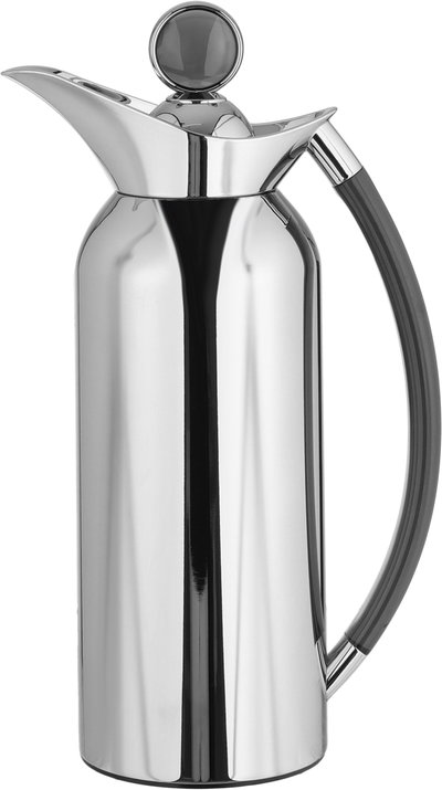 Al Saif Gallery Al Thuraya Thermos Set, 2 Pieces, 1/1 Liter, glass interior, black handle, push-button lid - silver product image 3