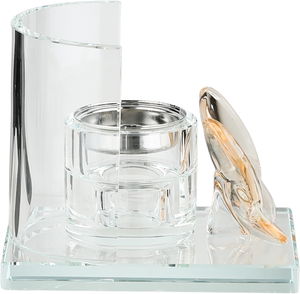 مبخرة زجاج السيف غاليري، قاعدة مزينة فراشة عسلي، 12x9x10 سم - شفاف product image