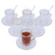 طقم تقديم شاي وقهوة زجاج السيف غاليري، خطوط ذهبية، 26 قطعة - شفاف product image 2