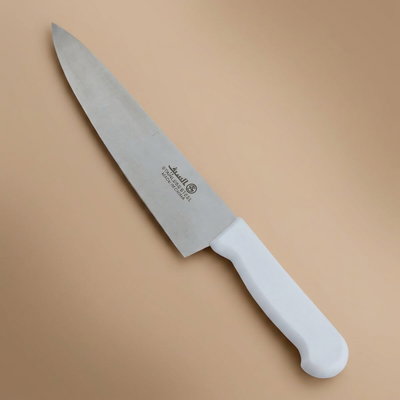 Steel knife with plastic handle, 8 inches - white product image 1