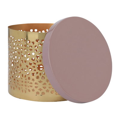 Al Ain Al Andalusia Steel Storage Box with Lid, 15 x 15 x 12 cm, Round - Gold product image 3