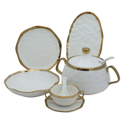 طقم سفرة بورسلان السيف غاليري، 44 قطعة - ابيض product image 1