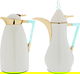 Al Saif Gallery Maha thermos set, two pieces, 1 liter, thermal glass inner shell, steel outer shell - pearl product image 1
