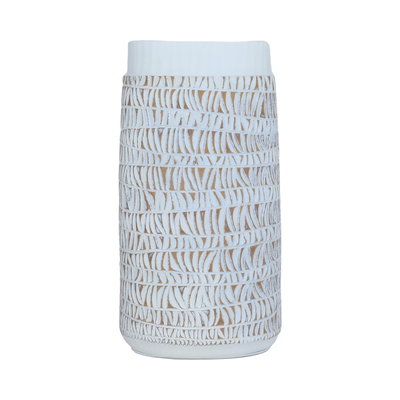Rwad Alailah Porcelain Decorative Vase, 16 x 12 x 12 cm, cylindrical - golden white product image 1