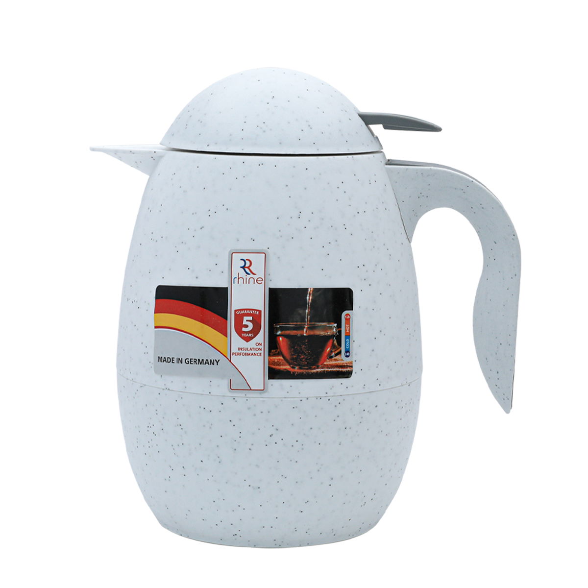 Rhinestone thermos, 0.9 liters, thermal glass inner container, plastic outer shell - white product image