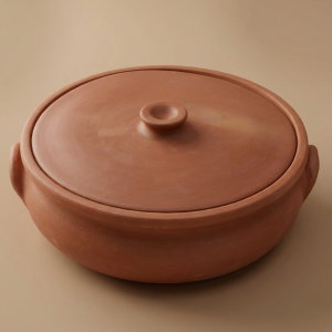 Al Saif Gallery pottery tray, small, with lid - brown product image