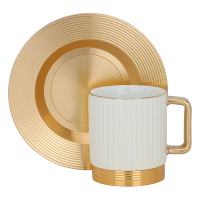 Al Saif Gallery Porcelain Coffee Cup Set, 12 Pieces - White and gold product image 1