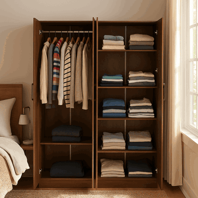 خزانة ملابس خشب ام دي اف، 200×160×54 سم، 4 ابواب - بني product image 2