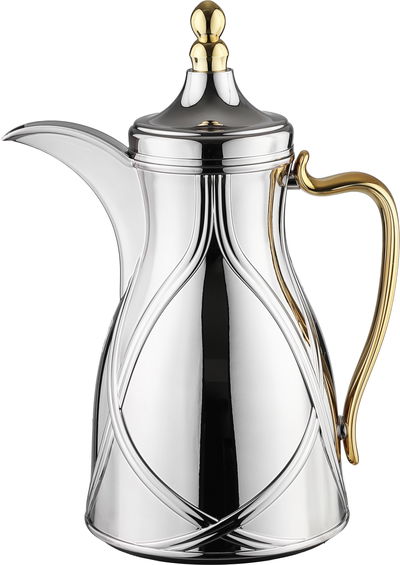 طقم ترامس طيف السيف غاليري، 0.7 / 1 لتر، 2 قطعة، خامة داخلية زجاج، يد ذهبي، غطاء ضغاط - فضي ذهبي product image 2