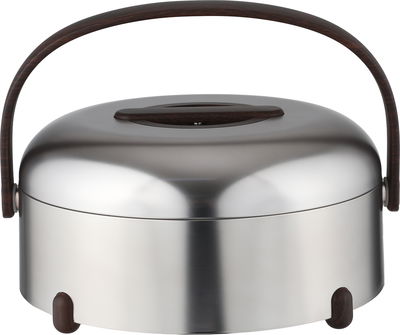 Al Saif Gallery Stainless Steel Food Container Set, 3 Pieces, Wooden Handle - Silver Black product image 2