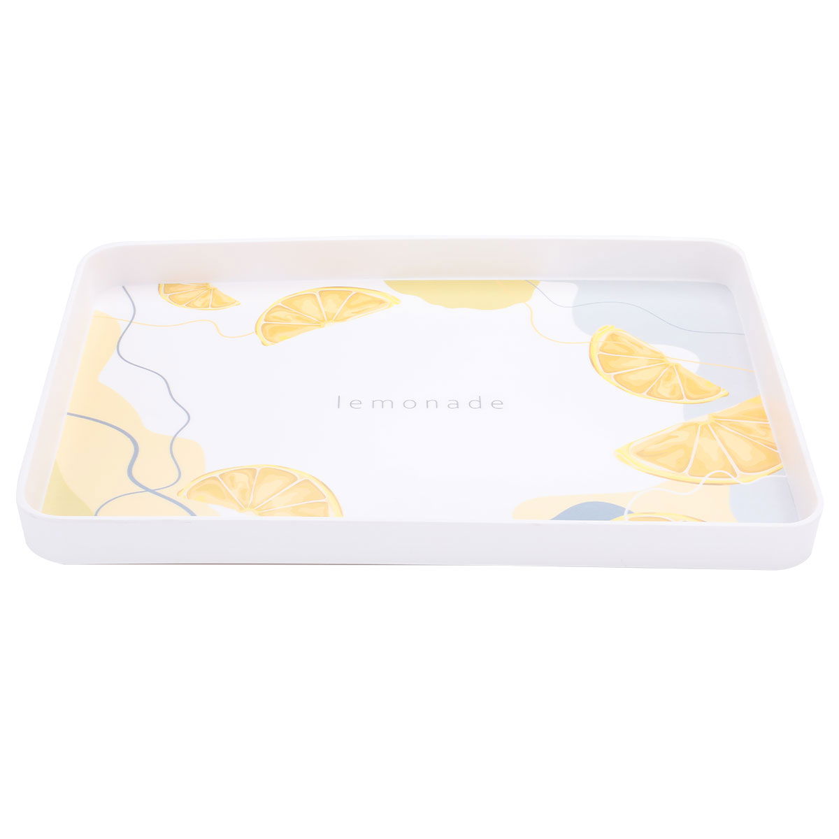 Al Saif Gallery Plastic Serving Tray, 39x27x3 cm, Rectangle, Lemon Pattern, Large - White product image