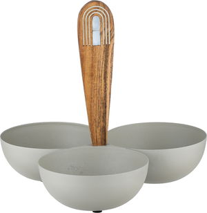 شيالة تقديم ستانلس استيل السيف غاليري، 22.5×24×24 سم، مسكة يد خشب، 3 مواضع، دائري - رمادي خشبي product image