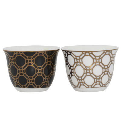 طقم فناجين قهوة عربي بورسلان السيف غاليري، 12 قطعة - ابيض اسود product image 2
