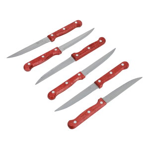 Al Saif Gallery steel knife set, 6 pieces, with wooden handle - red product image 2