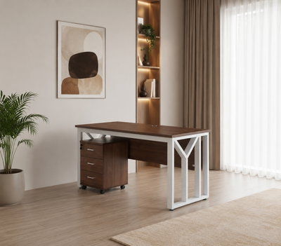 مكتب إداري خشب MDF، 140x70x75 سم - بني ابيض product image 3