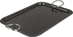 Al-Jahuri Steel Serving Tray, 43x31 cm - Glossy Black product image 2