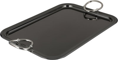 Al-Jahuri Steel Serving Tray, 43x31 cm - Glossy Black product image 2