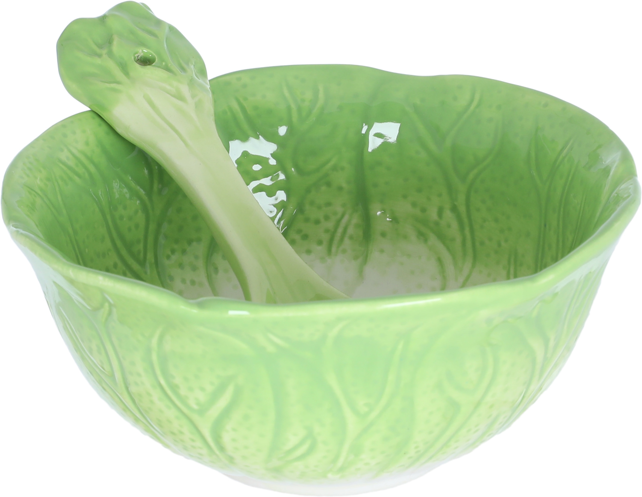 زبدية مع ملعقة بورسلان السيف غاليري، 2 قطع - أخضر product image