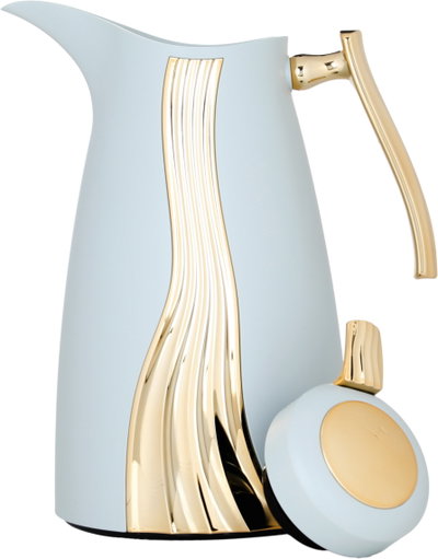 Al Saif Gallery Karma thermos set, 1 liter, golden handle, glass inner container, plastic outer shell - white and golden product image 5