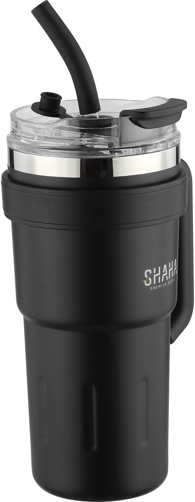 كوب حافظ للحرارة ستانلس استيل شاها، 780 مل، غطاء اكريلك - أسود فضي product image 3