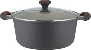 طقم قدور داي كاست الومنيوم روبوست، 9 قطع، غطاء زجاج، يد سيليكون - رمادي غامق product image 2