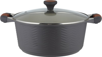 طقم قدور داي كاست الومنيوم روبوست، 9 قطع، غطاء زجاج، يد سيليكون - رمادي غامق product image 2