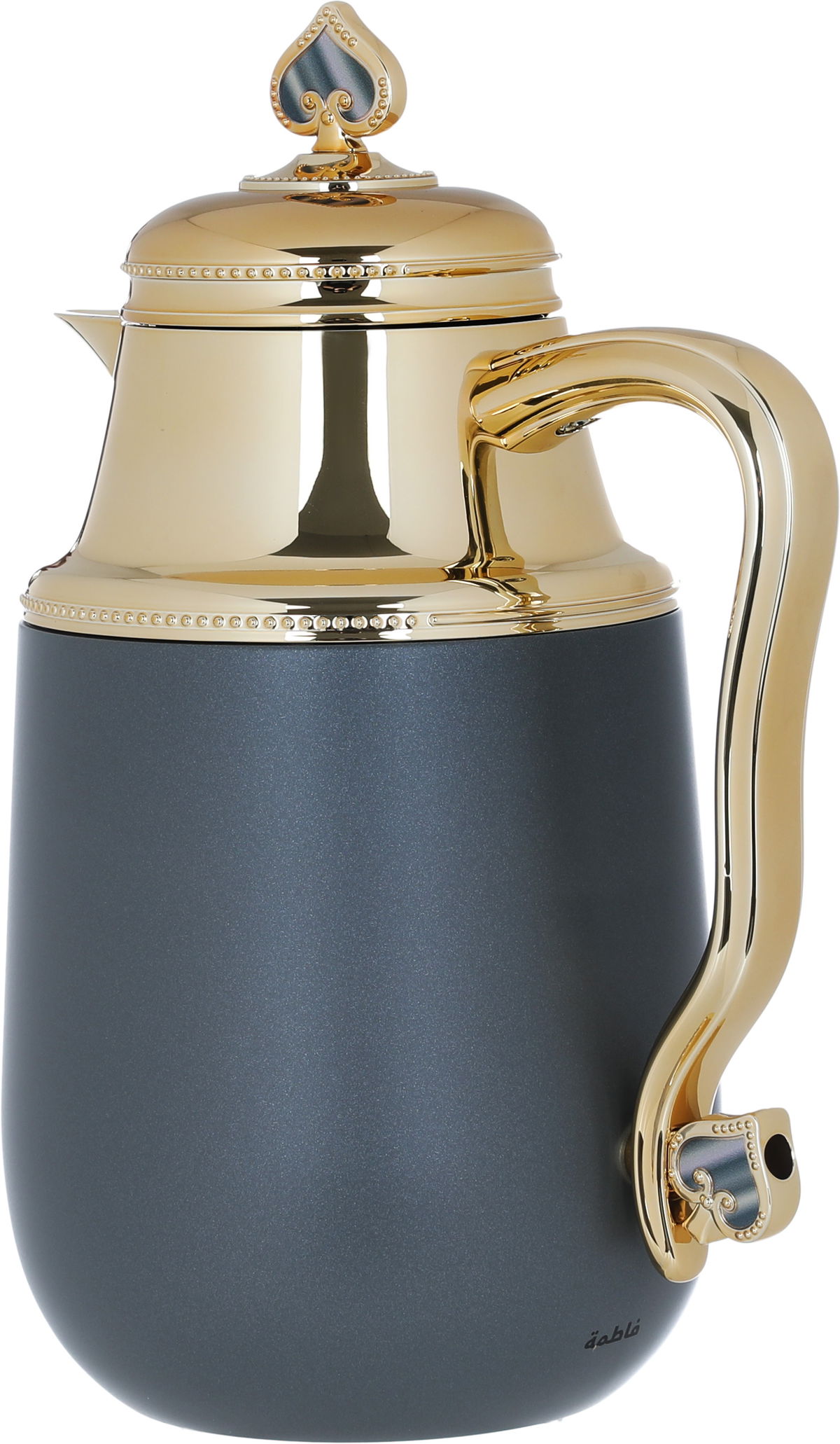 Al Saif Gallery Fatima thermos set, 1/0.7 liter, two pieces, thermal glass inner container, steel outer shell - dark gray product image 4