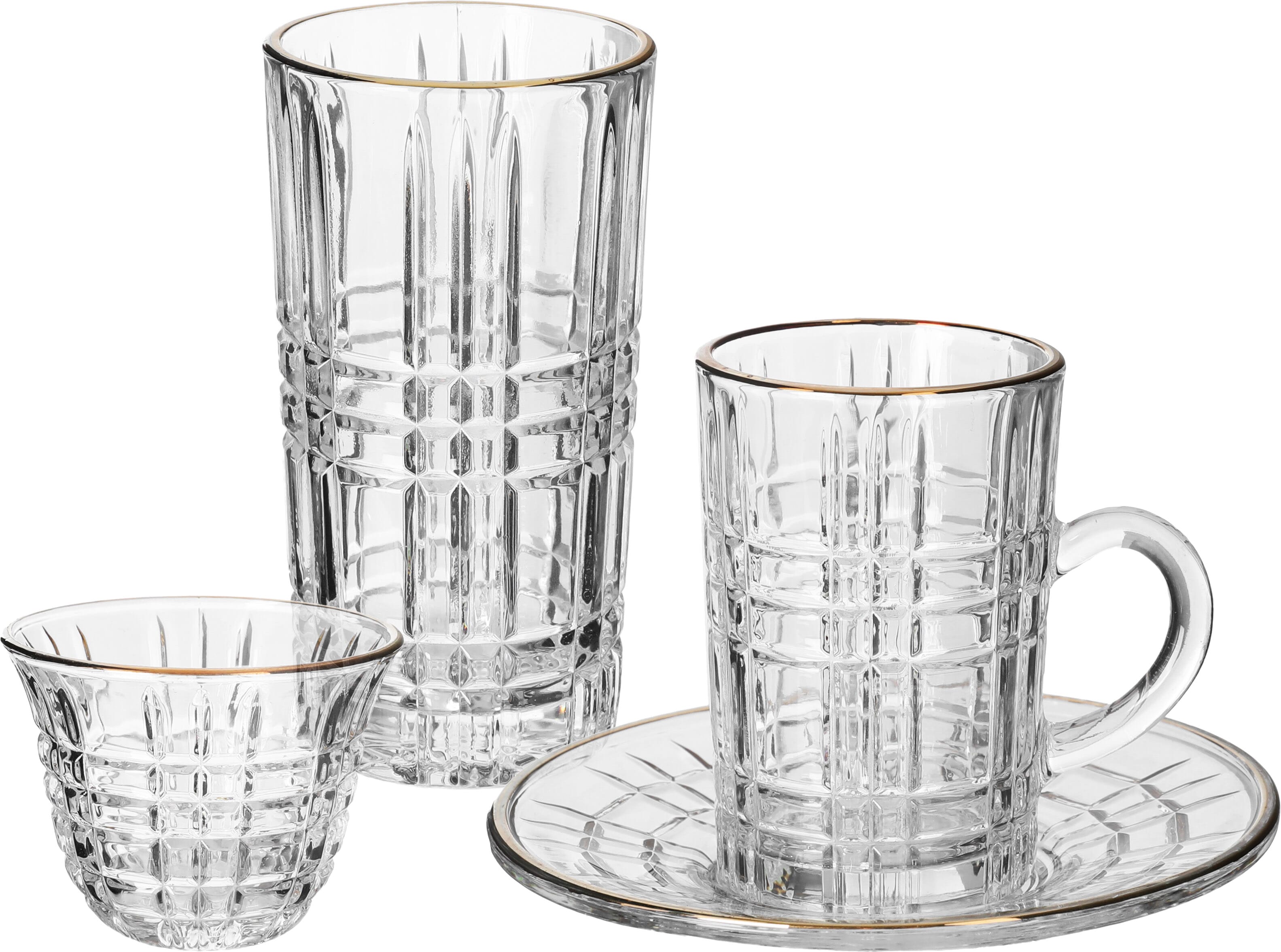 Al Saif Gallery Glass Tea and Coffee Bialat Set, 30 Pieces - Clear product image 1