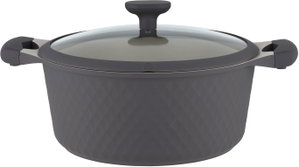 طقم قدور داي كاست الومنيوم روبوست، 9 قطع، غطاء زجاج، يد سيليكون - رمادي غامق product image 2