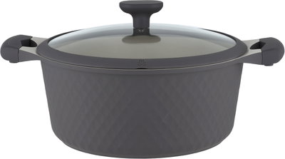 طقم قدور داي كاست الومنيوم روبوست، 9 قطع، غطاء زجاج، يد سيليكون - رمادي غامق product image 2