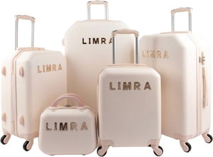 طقم شنط سفر ABS ليمرا، 5 مقاسات، 4 عجلات، زاويه 360 درجة، LMA-1177 - بيج product image