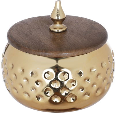 Al Saif Gallery Steel Yogurt Set, 13 x 16 x 28 cm, 3 pieces, wooden tofa, lid - brown product image 4