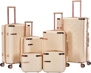طقم شنط سفر ABS ليمرا، 6 مقاسات، 4 عجلات، WM-238 - بيج ذهبي product image
