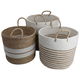 Al Saif Gallery Cotton Baskets Set, 29 x 35 x 37 cm, Round with Handle, 3 Pieces - Beige product image 1