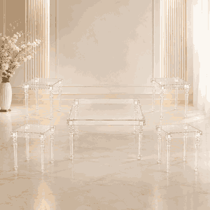 طقم طاولات اكريلك و زجاج، 5 قطع - شفاف product image