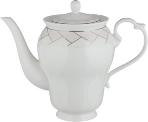 طقم تقديم سفرة بورسلان السيف غاليري، 65 قطعة، نقش فضي - أبيض وردي product image 2