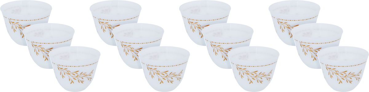 Arcopal Al Saif Gallery Arabic Coffee Cups Set, Korean, Engraved, 12 Pieces - White product image 2