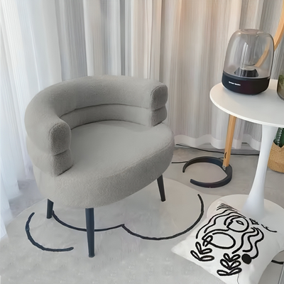 Modern Metal Chair, 70×75×50 Cm, Boucle Fabric And Foam - Gray product image 2