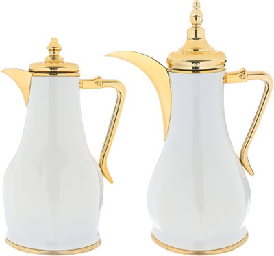 طقم ترامس زجاج حراري السيف غاليري، قطعتين، 1 / 1 لتر - ابيض ذهبي product image 1