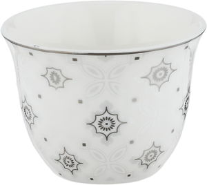 Saudi Porcelain Coffee Cup Set, Al Saif Gallery, 12 Pieces - White Silver product image 2