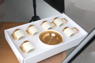 Al Saif Gallery Porcelain Coffee Cup Set, 12 Pieces - White and gold product image 3