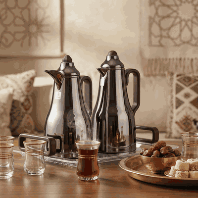 طقم ترامس عبق السيف غاليري، 1/0.7 لتر، خامة داخلية زجاج، 3 قطع، طوفرية - اسود شفاف product image 2