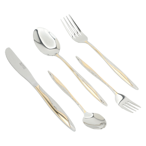 طقم ملاعق استيل السيف غاليري، منقوش ذهبي، 30 قطعة - فضي product image 3