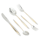 طقم ملاعق استيل السيف غاليري، منقوش ذهبي، 30 قطعة - فضي product image 3