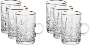 طقم بيالات للشاي ماكس زجاج السيف غاليري، 6 قطع، بيد زجاج، بخط ذهبي - شفاف product image